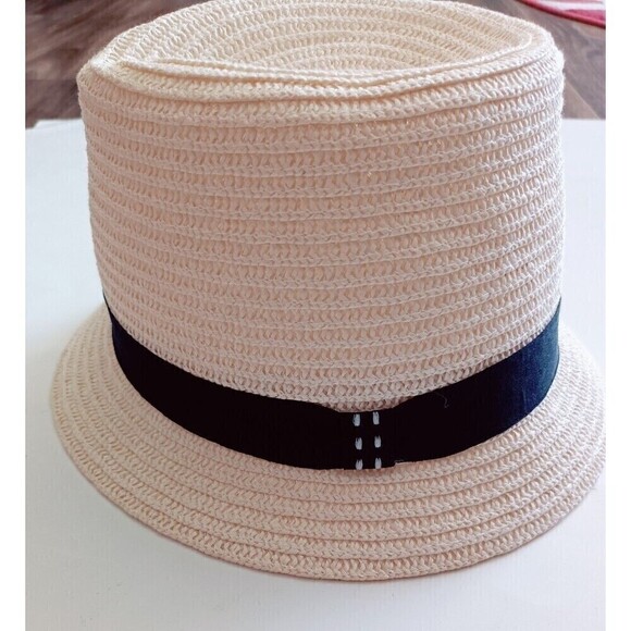 Scala Pronto Straw Fedora Hat With Ribbon Bow Band 100% Paper Polyester Beige - Picture 2 of 7